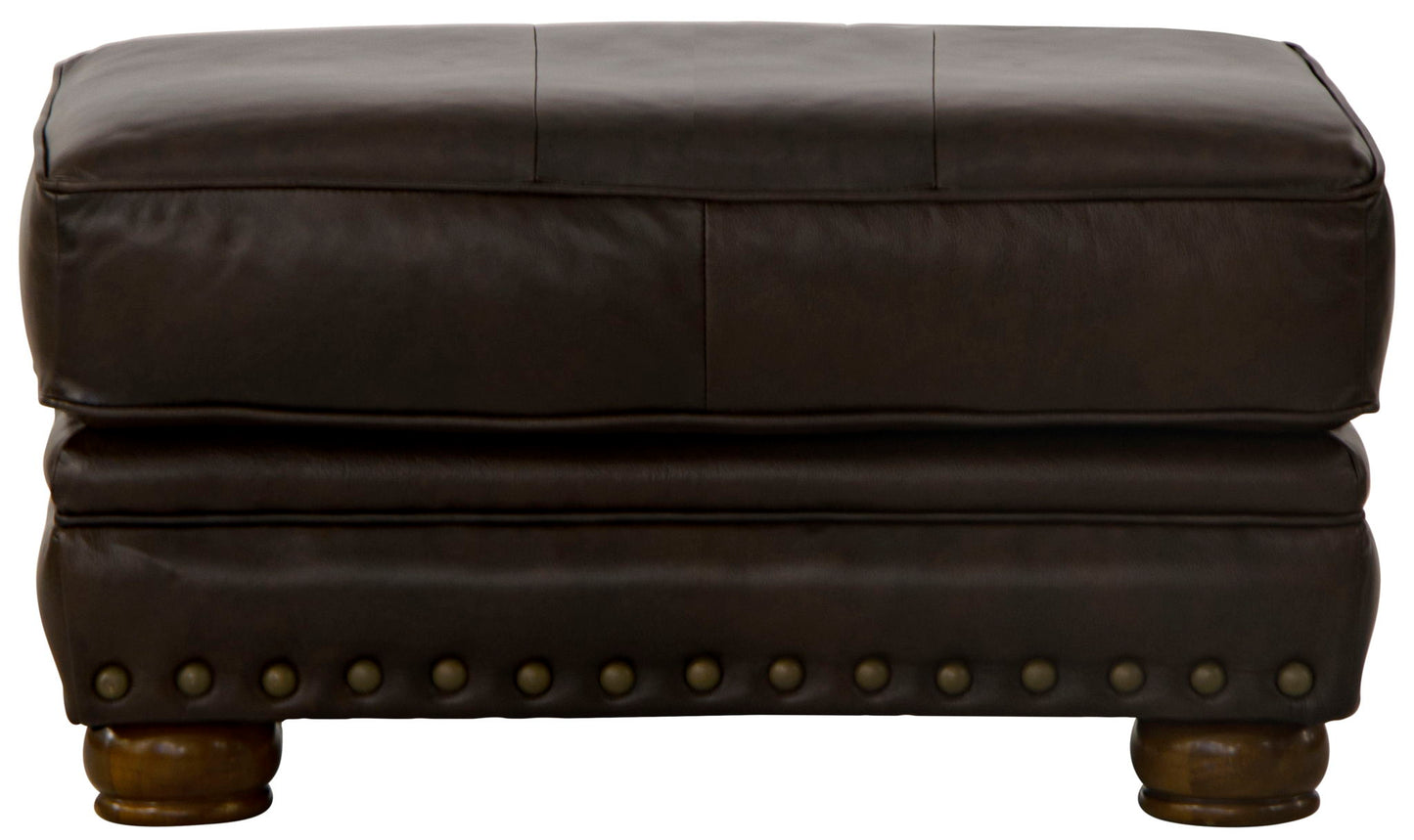 Roberto - Leather Ottoman - Cocoa