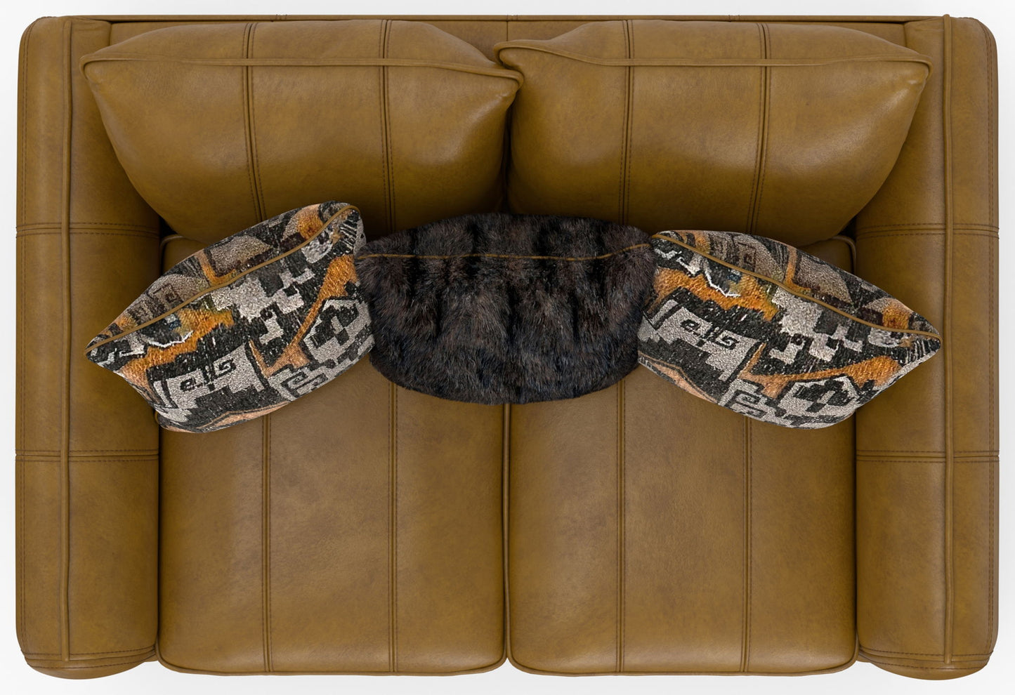 Corvara - Top Grain Italian Leather Match Loveseat - Caramel