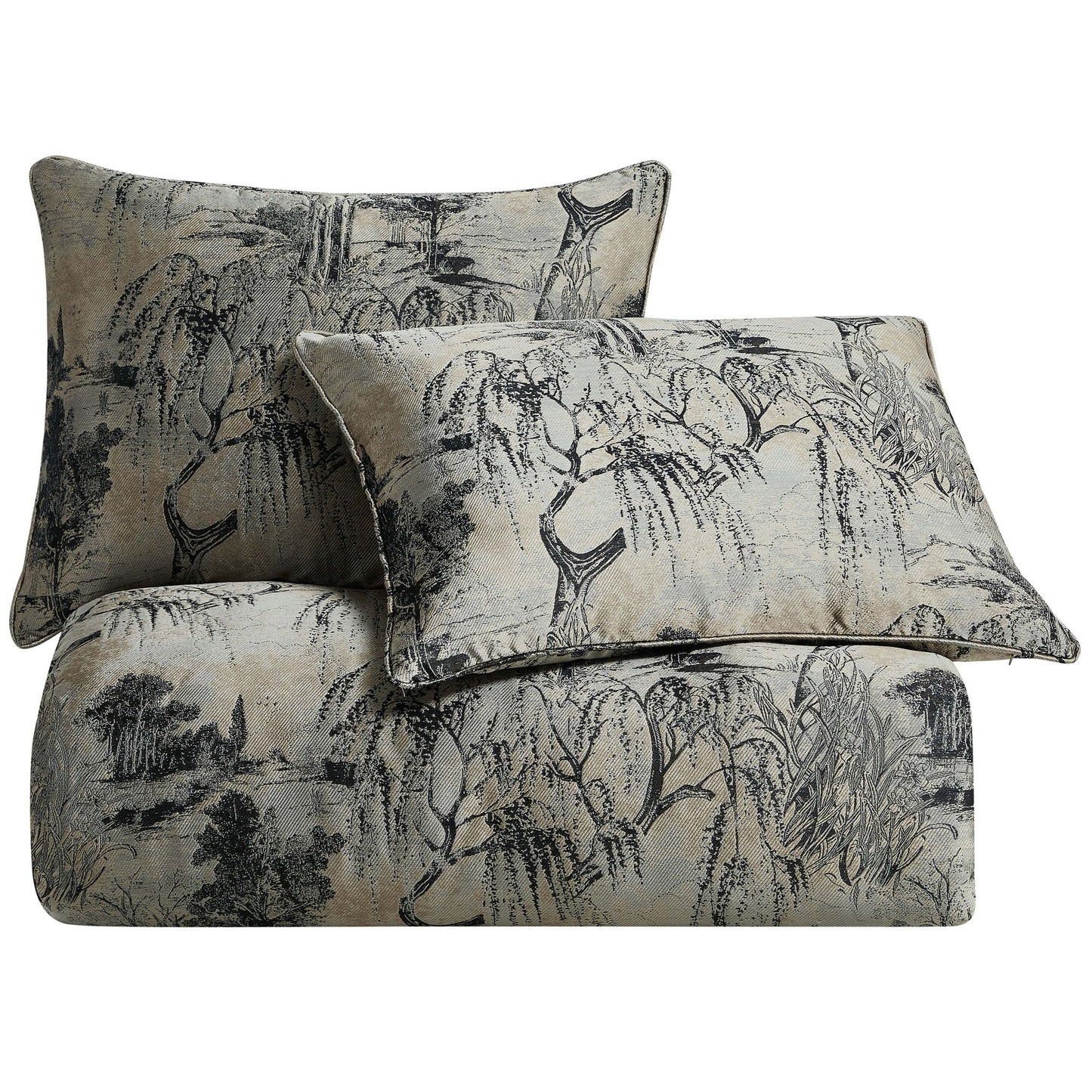 Pastoral Jacquard - Queen Comforter Set (Set of 3) - Champagne