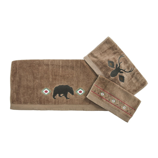 Aztec Bear - Towel Set (Set of 3) - Mocha