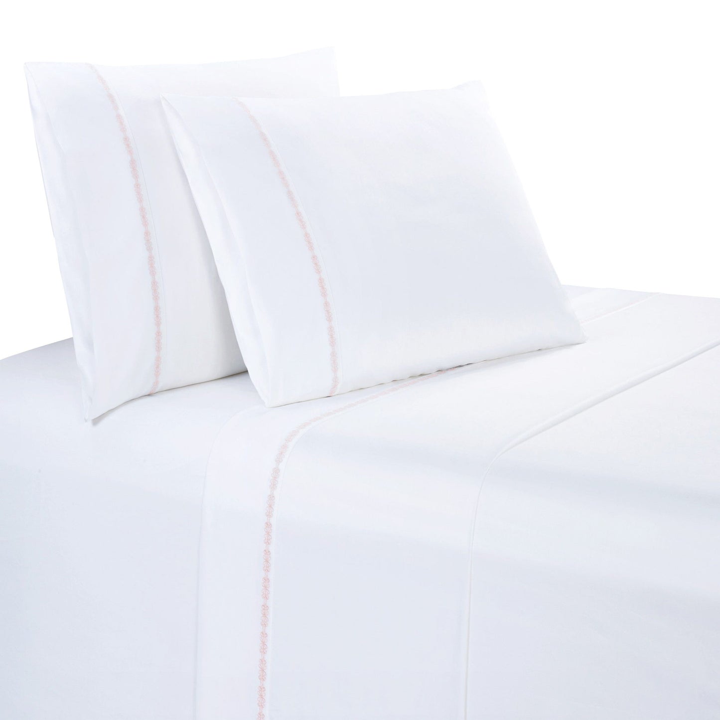 Laurel Sheet - Twin 350TC Laurel Embroidered Border Sheet Set (Set of 3) - Blush