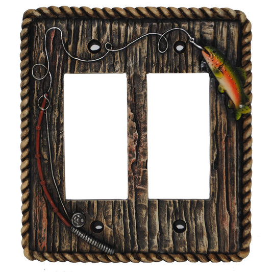 Rainbow Trout Switch Plate - 5" x 5" Double Rocker Wall Switch Plate  - Multi