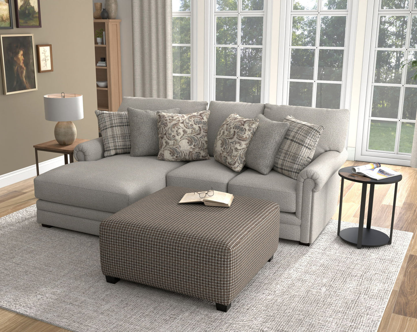 Livingston - Sectional With Comfort Coil Seating, 40" Cocktail Ottoman And Accent Pillows Included