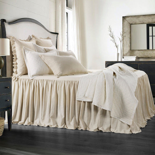 Luna - Queen Washed Linen Bedspread Set (Set of 3) - Light Tan