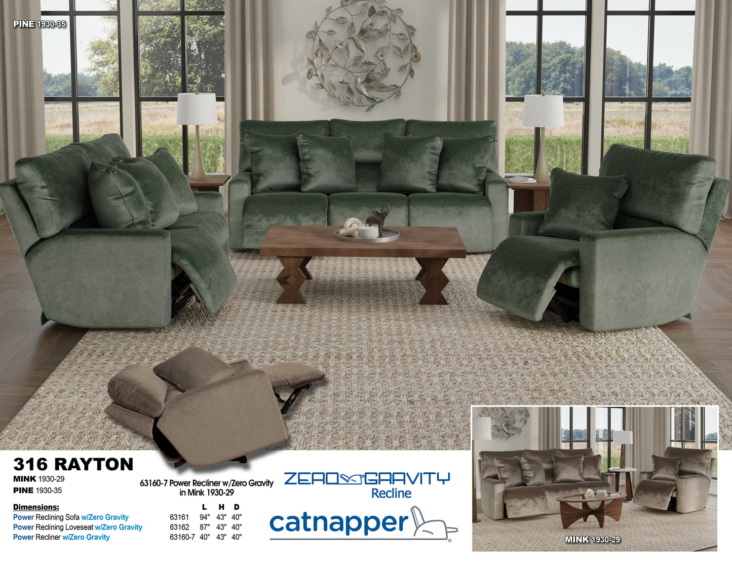 Rayton Catnapper Group in Pine or Mink
