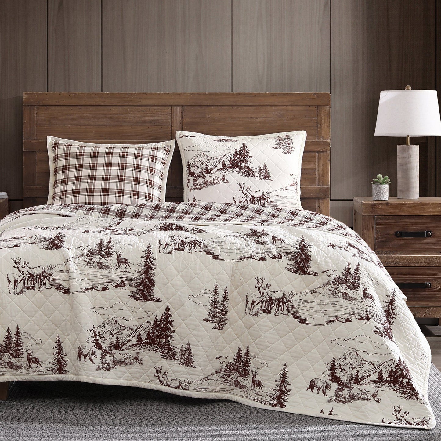 White Pine - King Reversible Quilt Set (Set of 3) - White