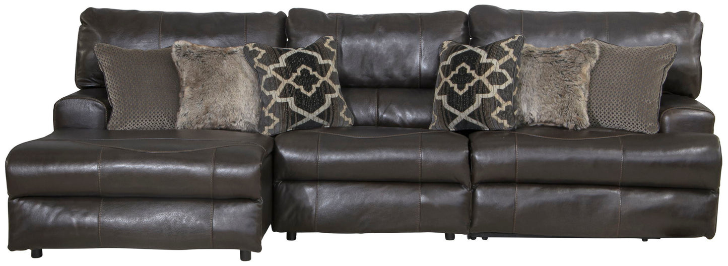 Como - 3 Piece Italian Leather Match Reclining Sectional