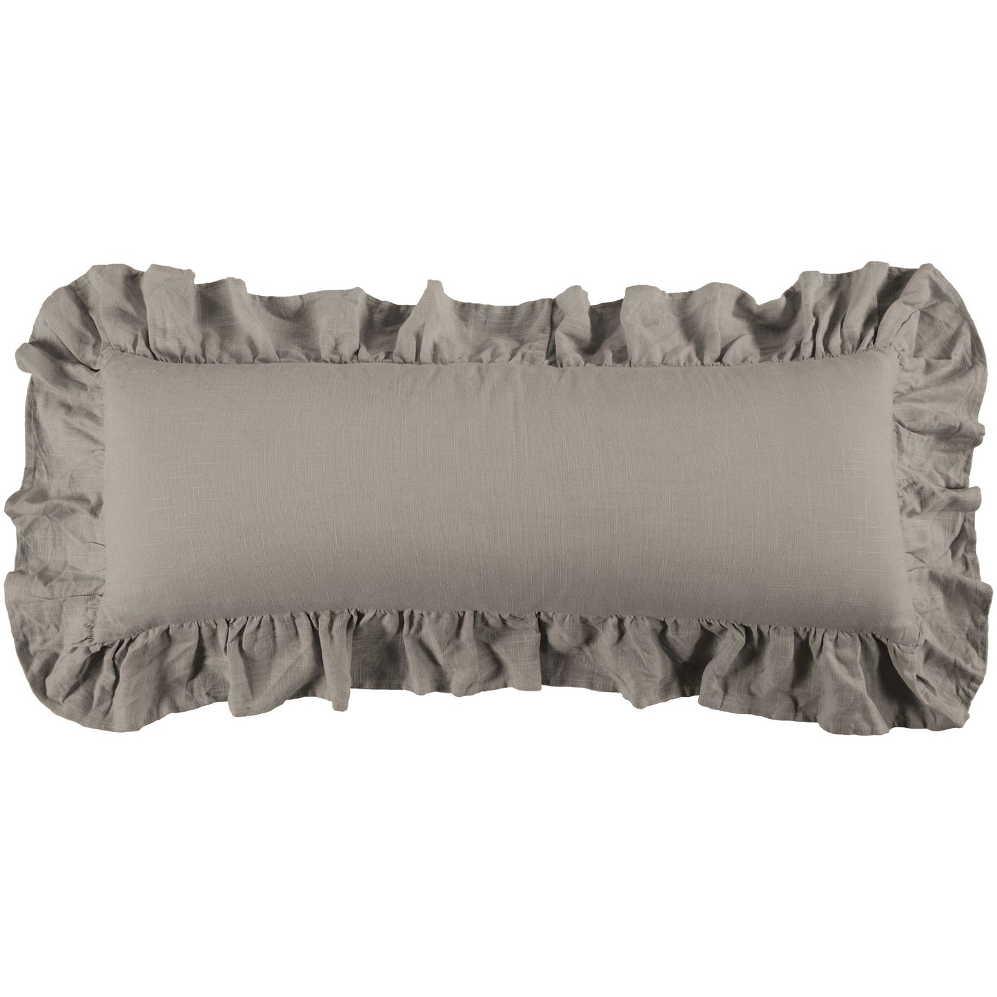 Luna - Washed Linen Ruffled Lumbar Pillow - Taupe