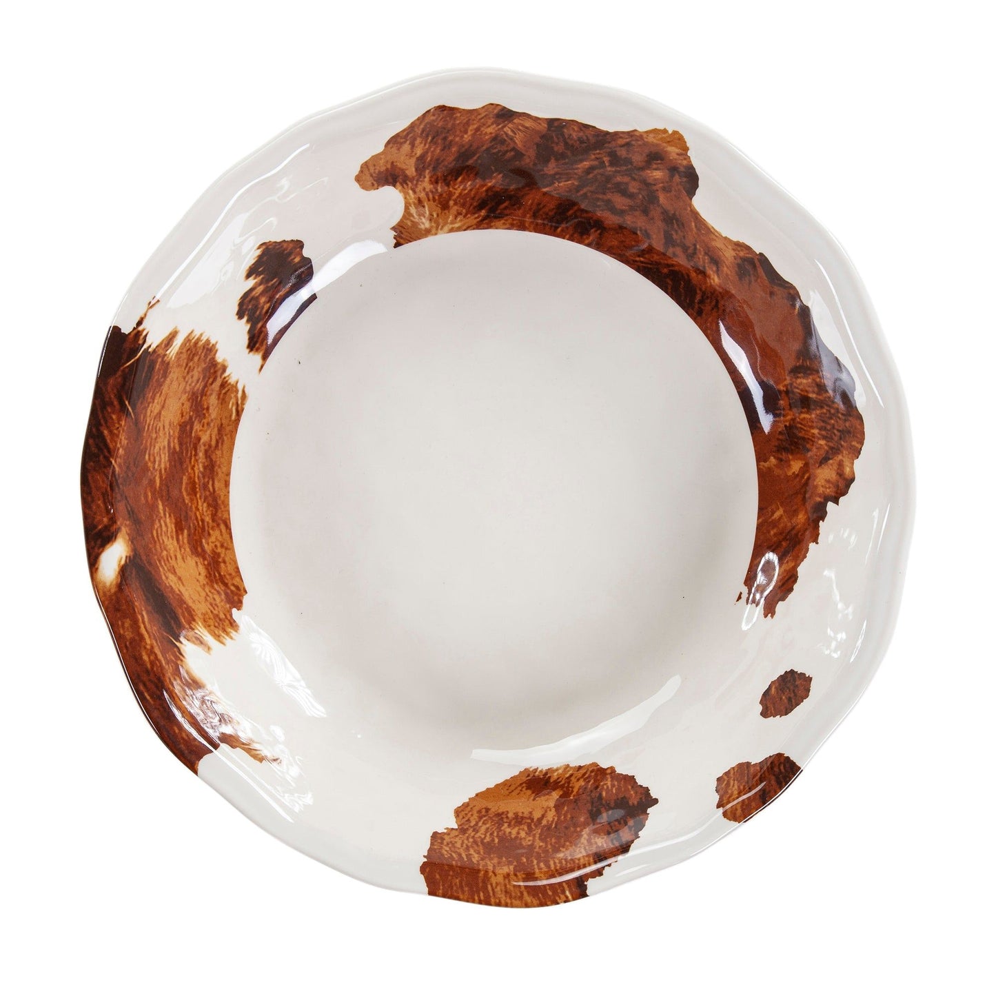 Elsa Melamine - Cowhide Melamine Serving Bowl - Butterscotch / White