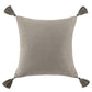 Luna - Washed Linen Tasseled Square Pillow - Taupe