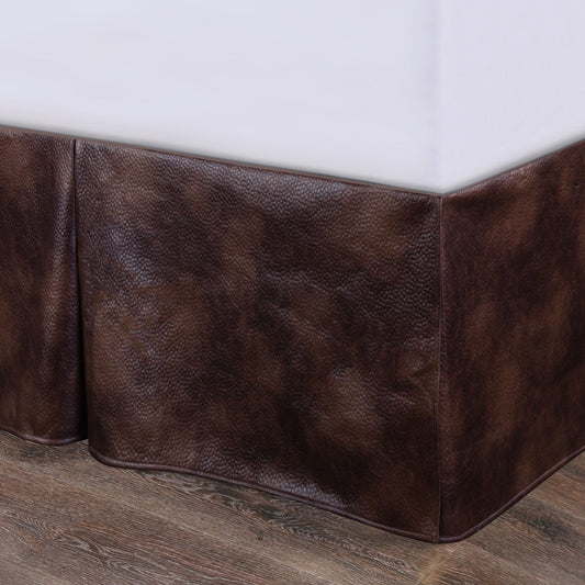 Brown Faux Leather - Twin Bed Skirt - Brown