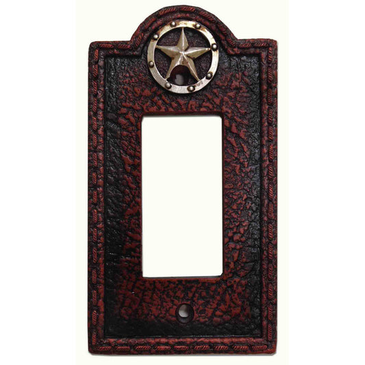 Leather Grain Switch Plate - 5" x 3.5" Leather Grain Single Rocker Wall Switch Plate  - Brown
