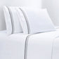 Border Embroidery - Queen Sheet Set (Set of 4) - White / Black