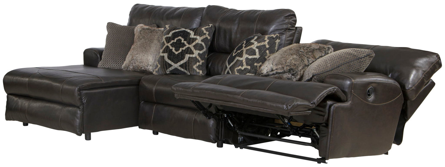 Como - 3 Piece Italian Leather Match Reclining Sectional