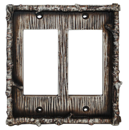 Birch Twig Switch Plate - 5" x 5" Birch Twig Double Rocker Wall Switch Plate  - Multi