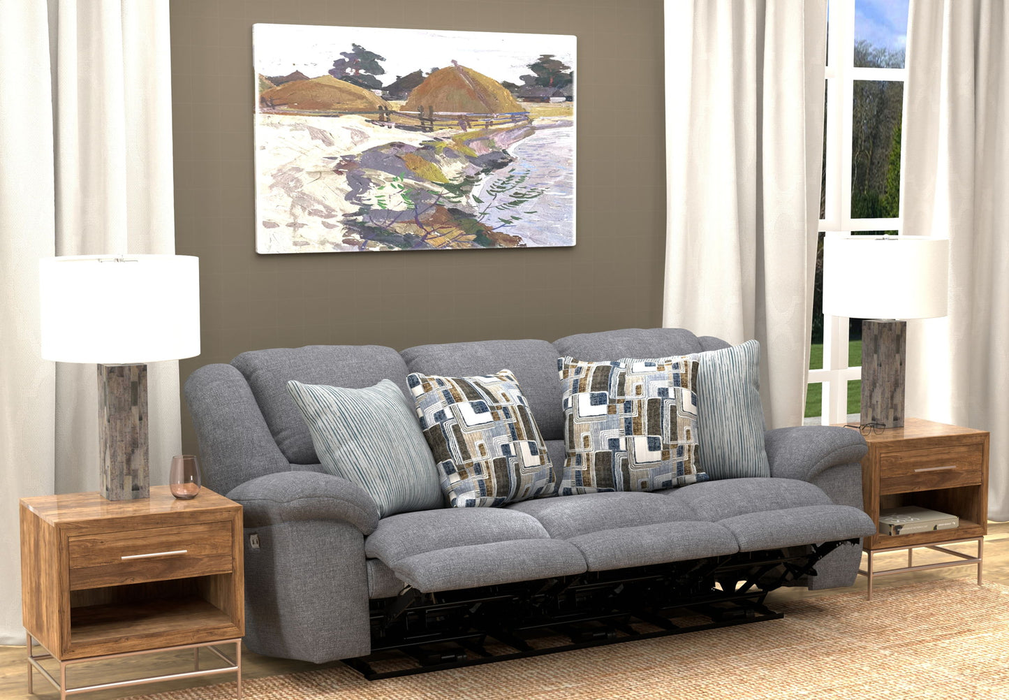 Trifecta - Sofa With 3 Recliners and Drop Down Table