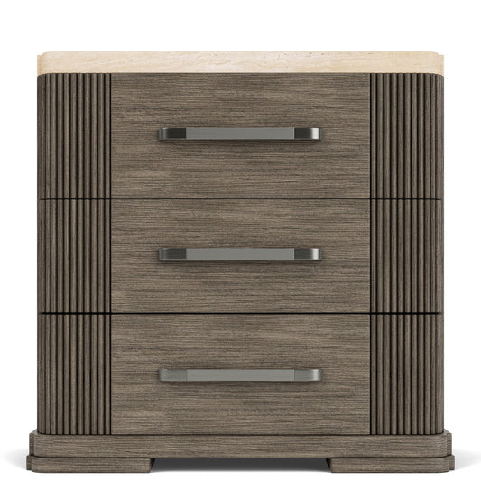 Sariel - Stone Top 3 Drawer Nightstand - Dark Brown