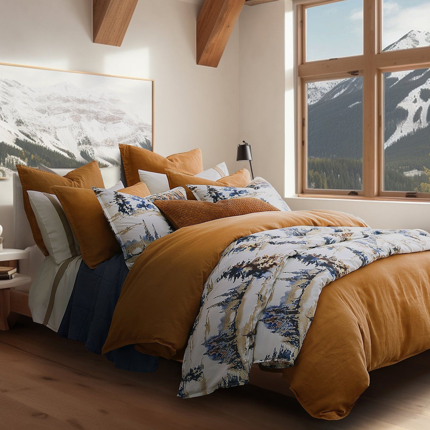 Acadia - Queen Reversible Duvet Cover Set (Set of 3) - Copper