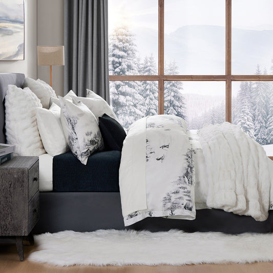 Ski Life - King Eucalyptus Duvet Cover Set (Set of 3) - Gray
