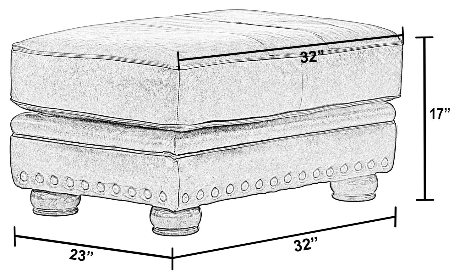 Roberto - Leather Ottoman - Cocoa