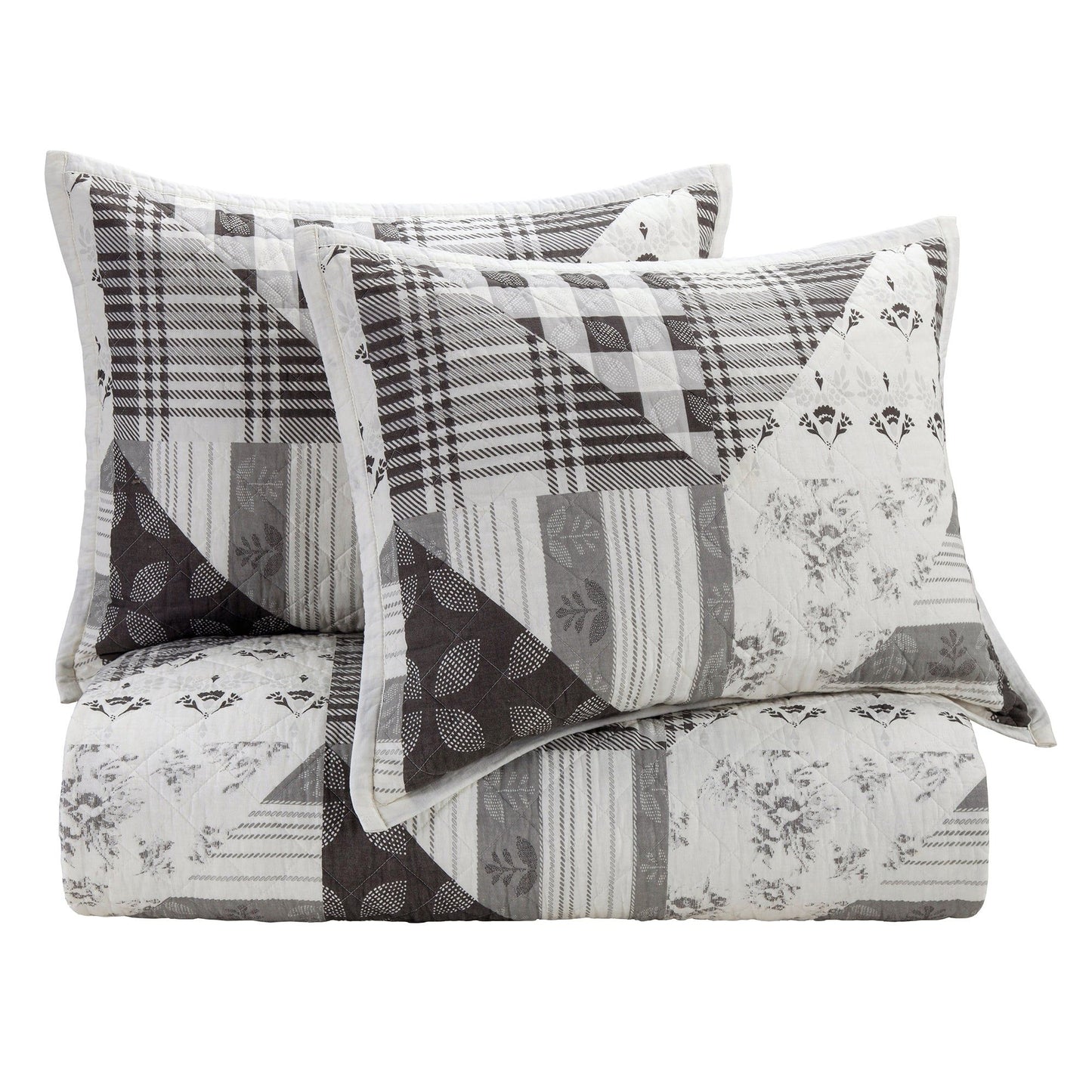 Patchwork Prairie - King Reversible Quilt Set (Set of 3) - Black