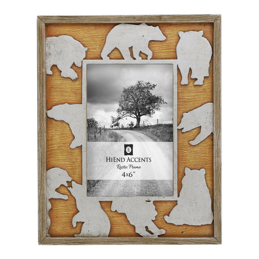 Picture Frame - 4" x 6" Bear Cutout Picture Frame  - Tan / Grey