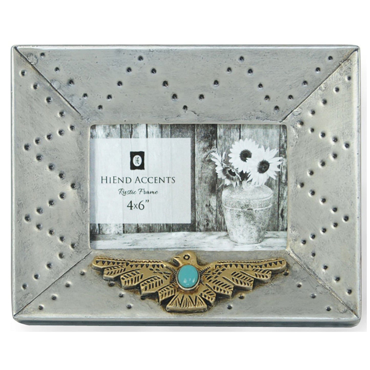 Picture Frame - 4" x 6" Picture Frame With Thunderbird  - Silver