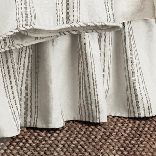Prescott - Queen Stripe Bed Skirt - Taupe