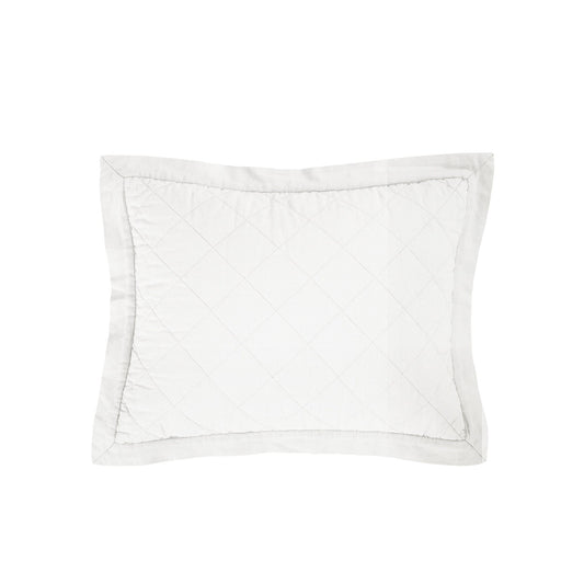 Diamond Linen - Linen Cotton Diamond Quilted Boudoir Pillow - Vintage White