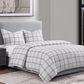 Windowpane - Queen Plaid Duvet Cover Set (Set of 3) - White