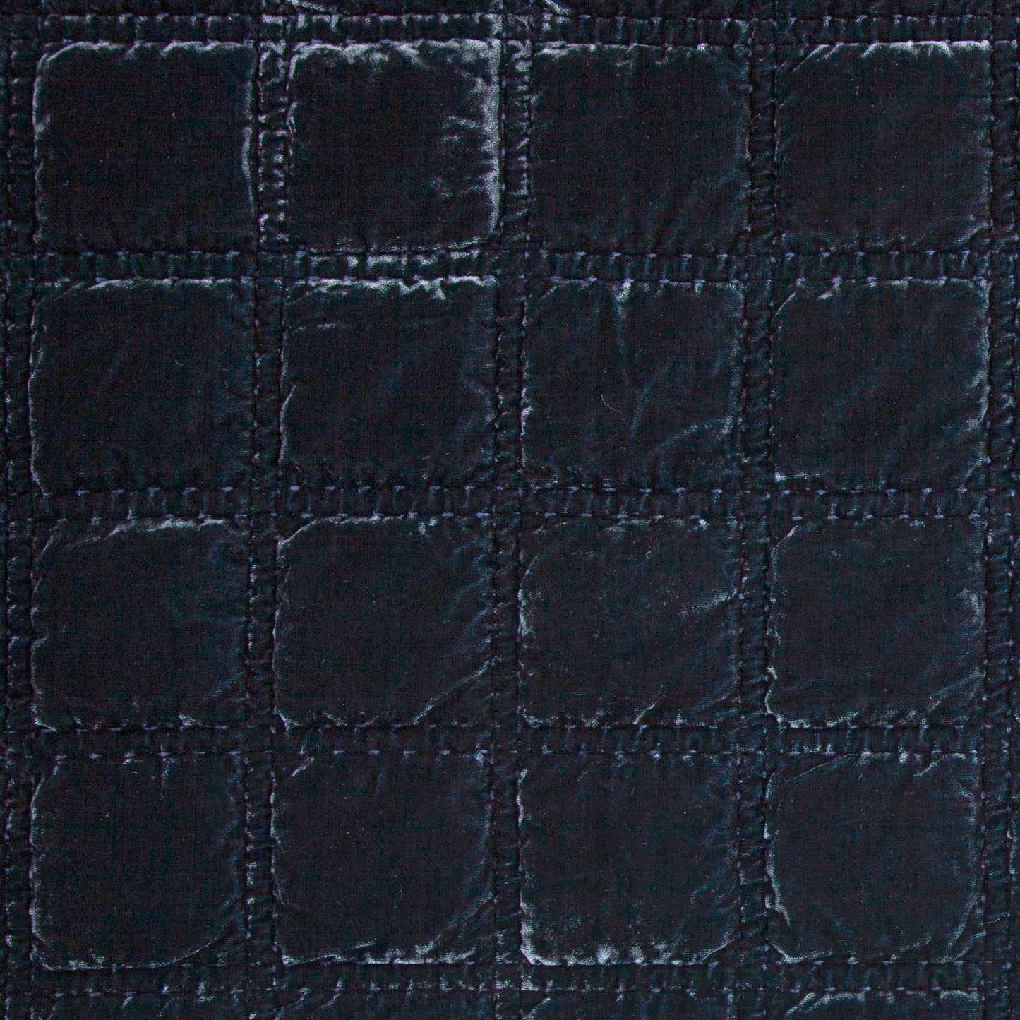 Stella - Faux Silk Velvet Double Box Stitch Throw - Midnight Blue