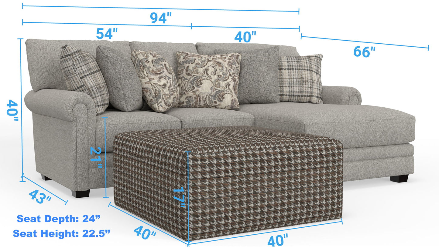 Livingston - Sectional With Comfort Coil Seating, 40" Cocktail Ottoman And Accent Pillows Included