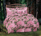Camo - Oak Camo Queen Comforter Set (Set of 7) - Pink / Green