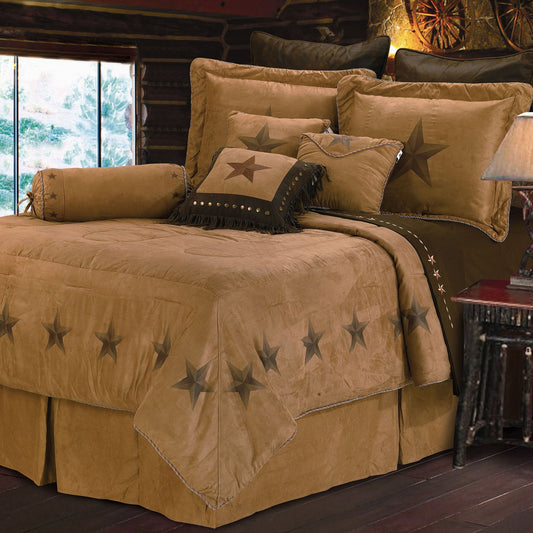 Rustic Star - Full Luxury Star Comforter Set (Set of 7) - Tan