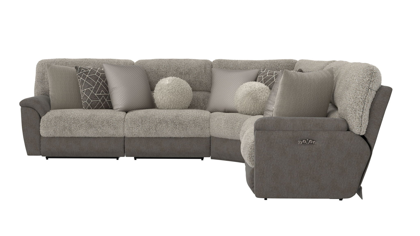 Rendezvous - 5 Piece Modular Sectional With 3 Reclining Seats - Umber