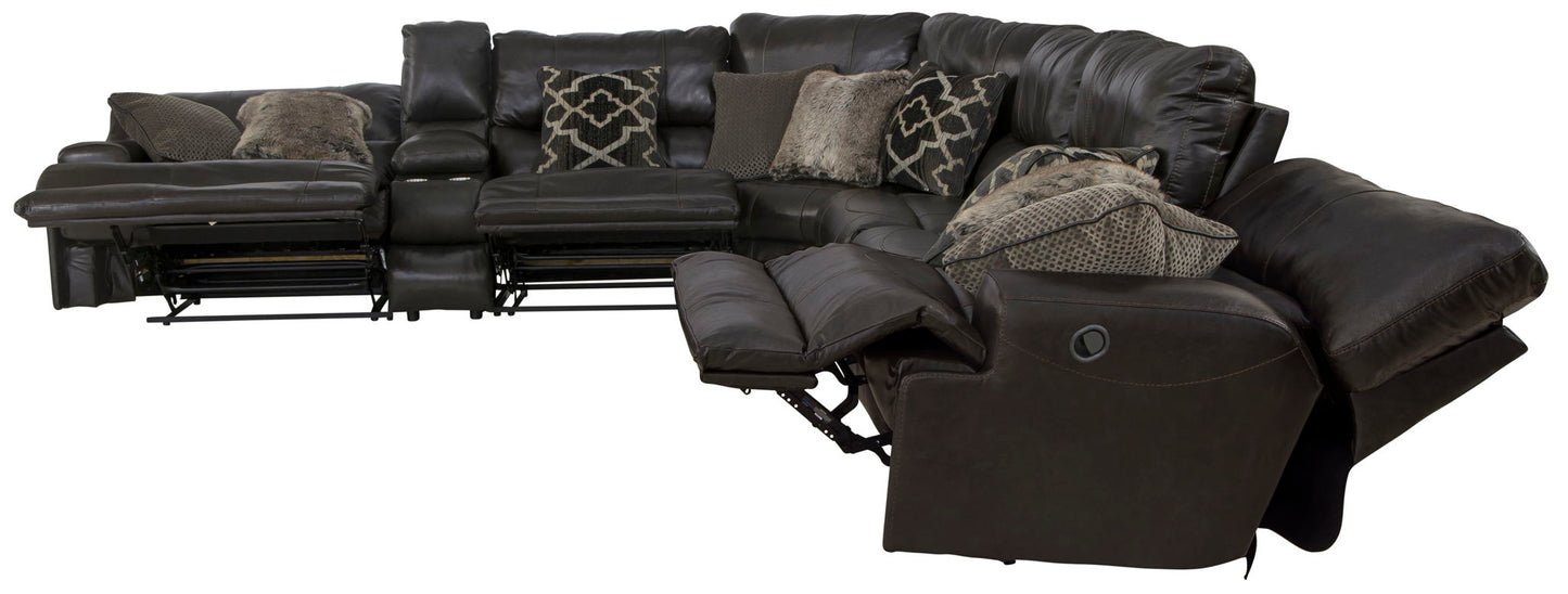 Como - 7 Piece Italian Leather Match Reclining Sectional