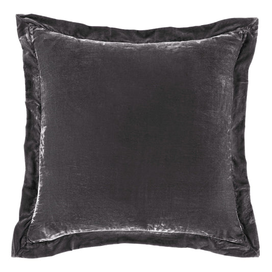 Stella - Faux Silk Velvet Flanged Euro Sham - Dark Slate