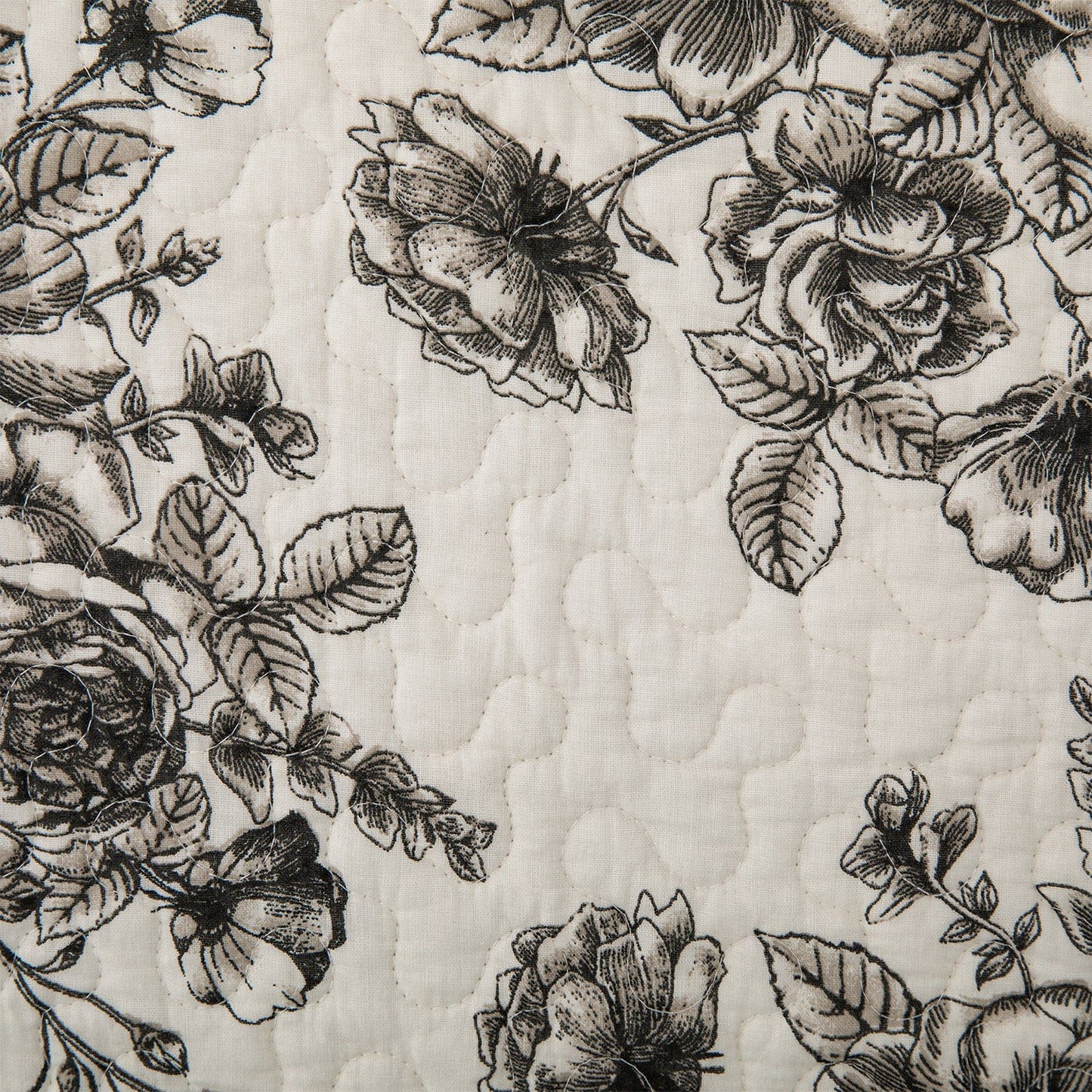 Lyla - Full/Queen Reversible Floral Print Quilt Set (Set of 3) - White / Brown