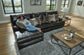 Como - 3 Piece Italian Leather Match Reclining Sectional