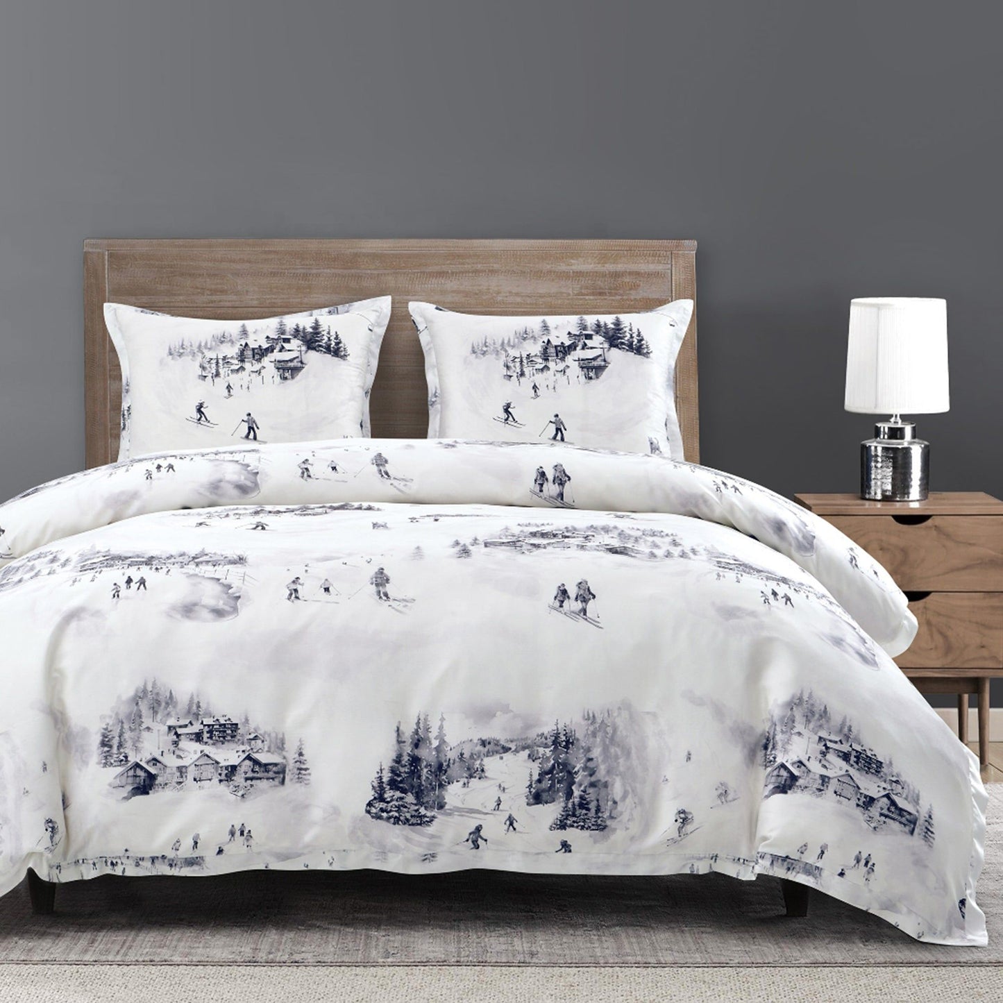 Ski Life - Queen Eucalyptus Comforter Set (Set of 3) - Gray