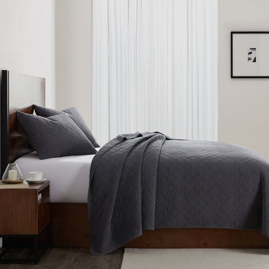 Cotton Gauze - Twin Stonewashed Quilt - Charcoal