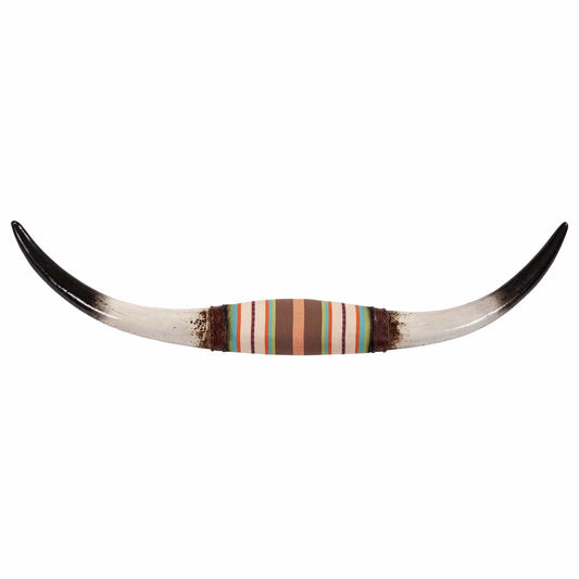 Wall Décor - 9" x 33" Longhorn Southwestern Wall Sculpture With Felt Wrap  - White