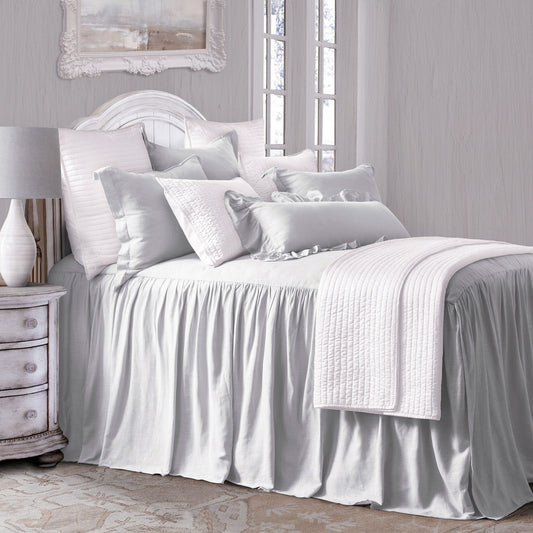Luna - Queen Washed Linen Bedspread Set (Set of 3) - Light Gray