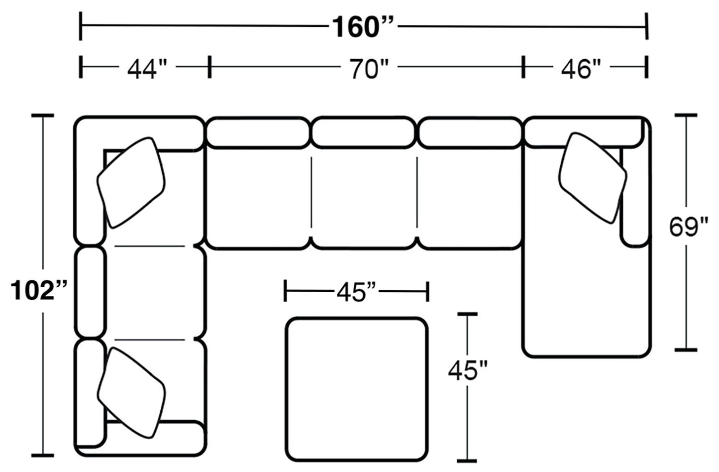 Royce - Sectional With Cocktail Ottoman