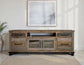 Loft - 76" TV Stand / Console With 2 Drawers / 4 Doors - Two Tone Gray / Brown