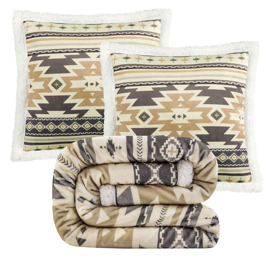Campfire - Desert Sage Campfire Sherpa Throw Set (Set of 3) - Multi Color