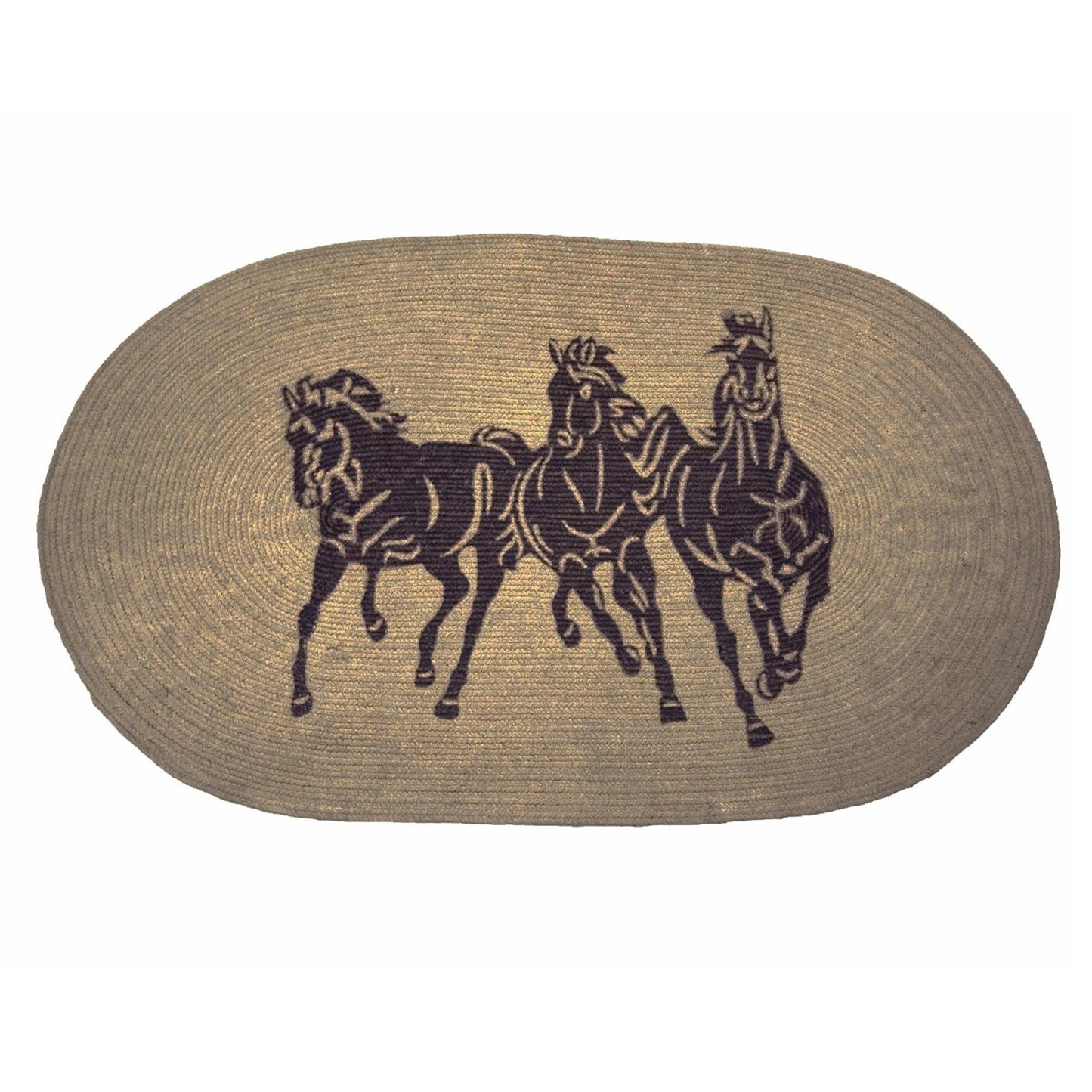 Running Horse - 3-Horse Jute Rug - Light Chocolate