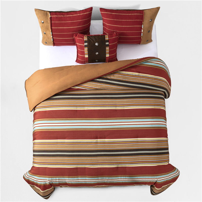 Calhoun - King Comforter Set (Set of 5) - Red / Brown