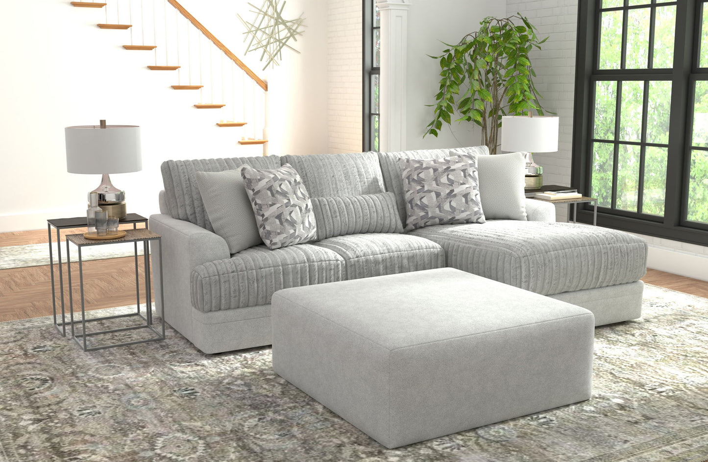 Titan - Sectional With Comfort Coil Seating, Cocktail Ottoman And Accent Pillows Included