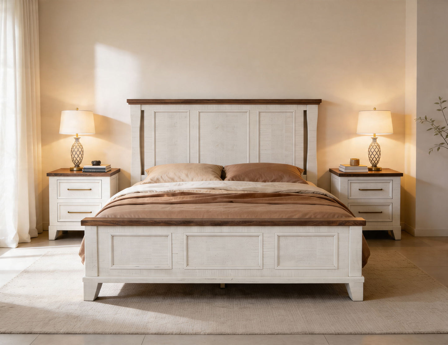 Stoa - 2 Drawer Nightstand - White / Brown